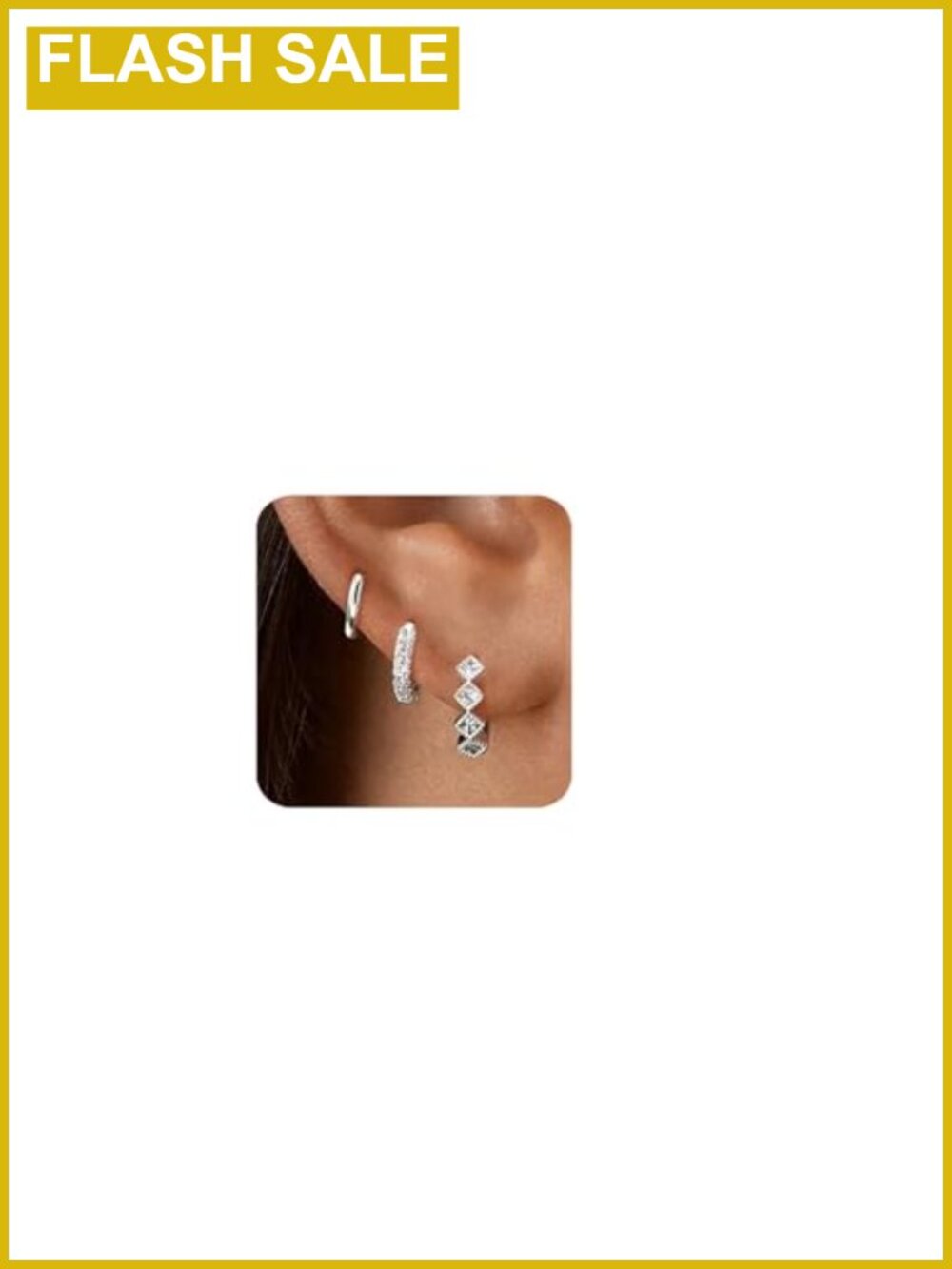 3 Pair Gold Hoop Earrings Set 18K Gold Plated Hypoallergenic CZ Studs